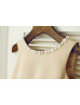 Beaded Neck Champagne Satin Ivory Tulle Wedding Flower Girl Dress